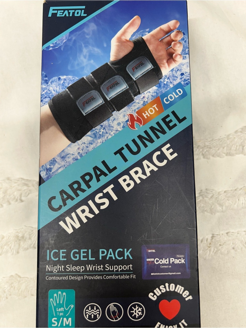 Amazon Black Wrist Brace with Teal Accents - Carpal Tunnel Support